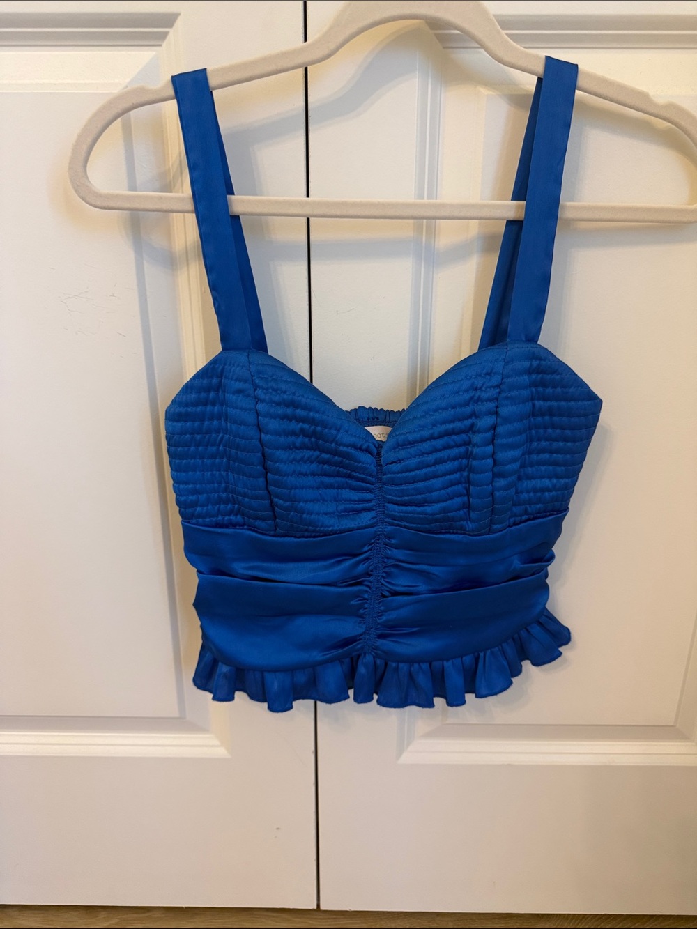Bright Blue Ruched Bustier Crop Top